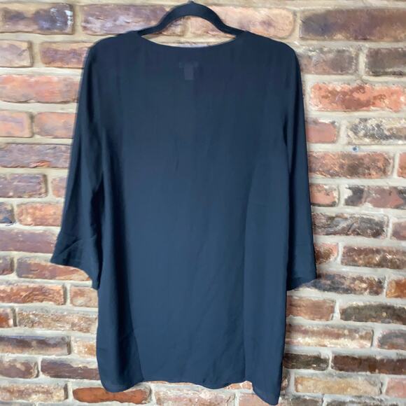 Hinge Black Long Sleeve Mini V-Neck Shift Dress Women's Size Small - Picture 6 of 6